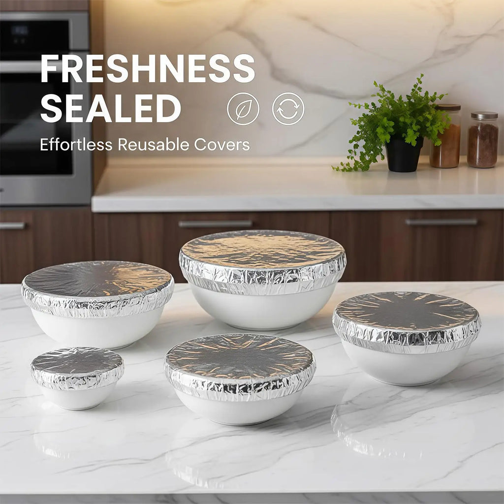 30-Pack Reusable Aluminum Foil Bowl Covers – Food Grade, Oven Safe Aluminum Foil Bowl Covers Babs