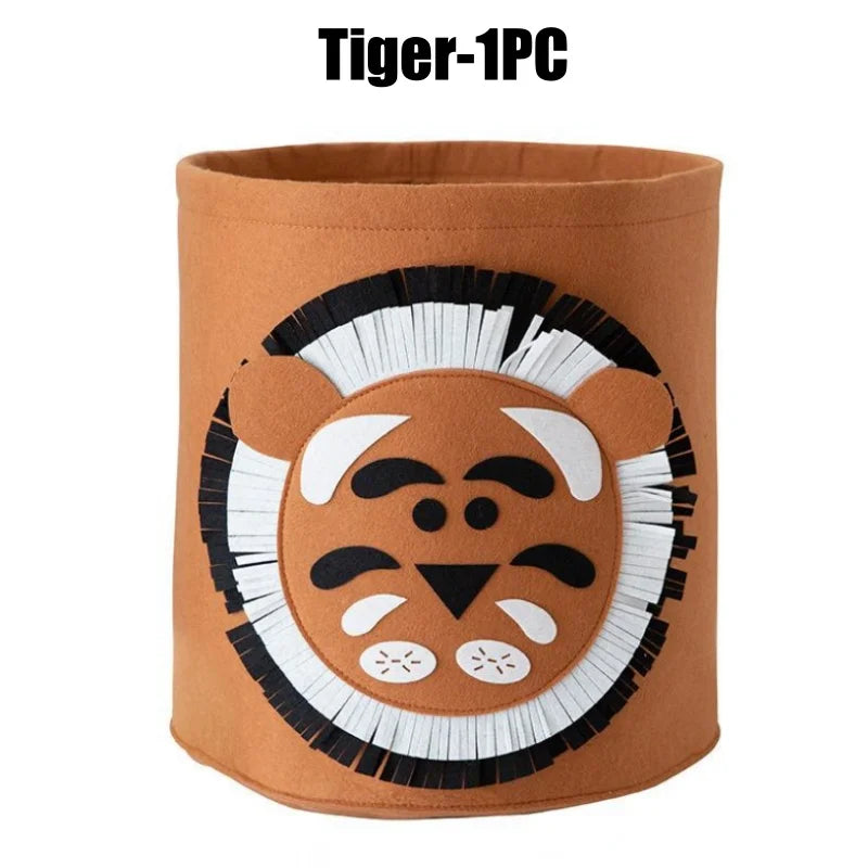 Foldable Cartoon Kids Felt Storage Basket & Toy Organizer Kids Storage Basket Babs Tiger-1PC 35x35CM