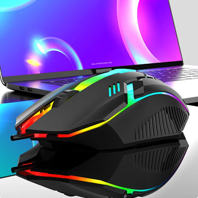 HUXUAN USB Wired Gaming Mouse RGB 1200 DPI Silent Ergonomic Wired Gaming Mouse Babs