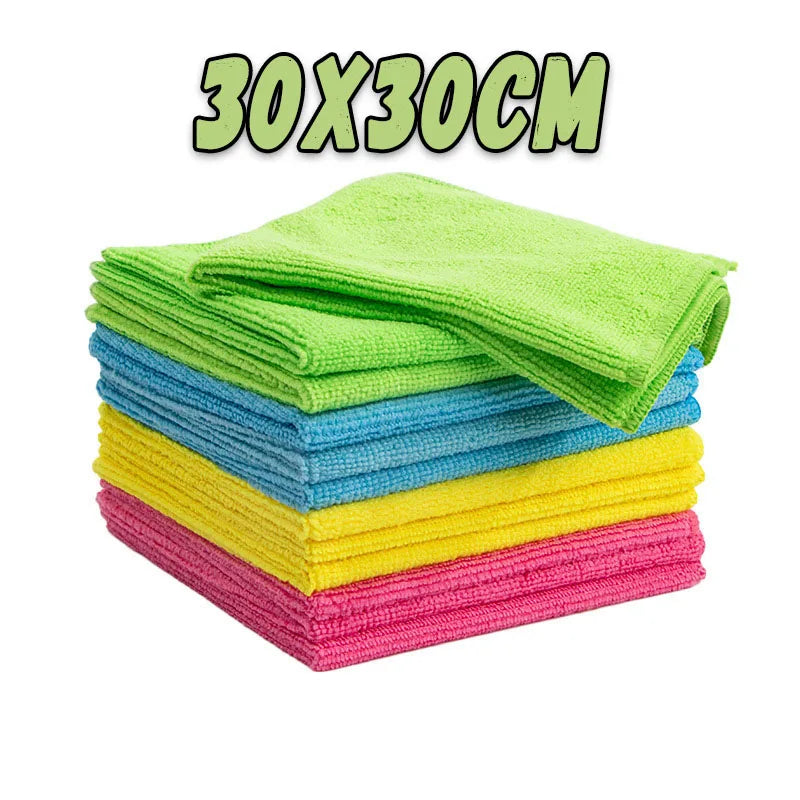 Microfiber Cleaning Cloth Set 1-400Pcs – Quick-Drying, Multi-Color Microfiber Cleaning Cloth Babs 30X30CM 10PCS