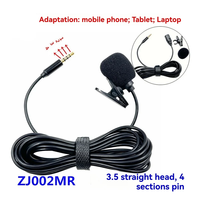 Lavalier Microphone 3.5mm Wired Condenser Mic for Phone & Laptop Lavalier Microphone Babs