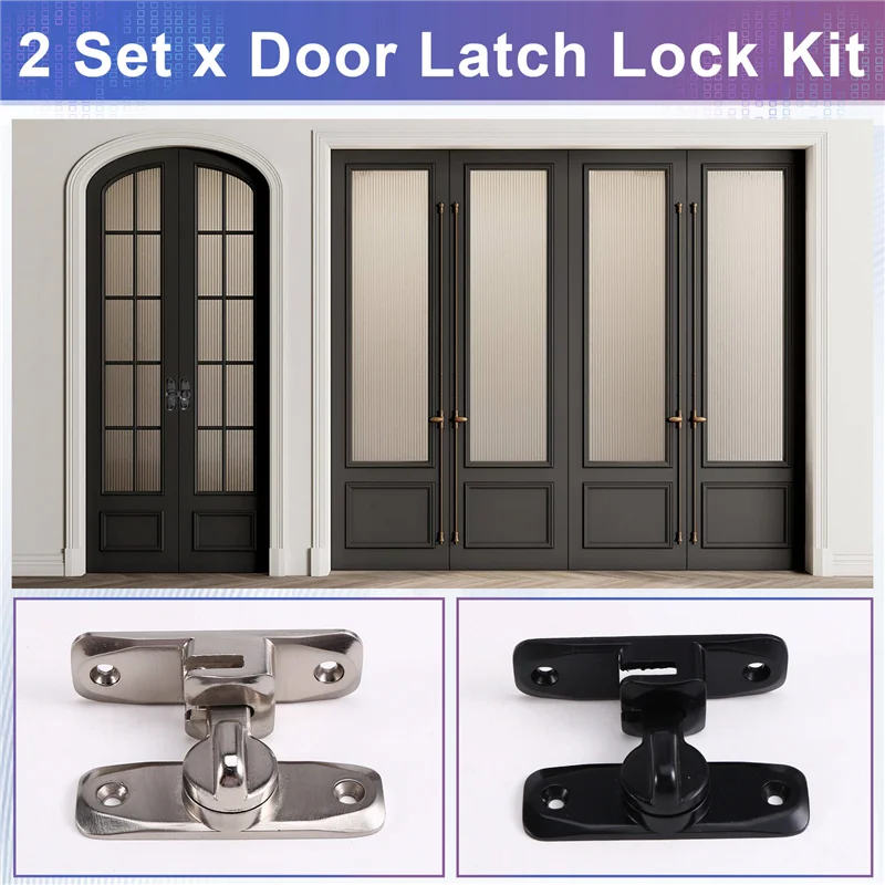 90/180° Flip Gate Latch Zinc Alloy Door & Window Lock 2 Sets Door Latch Lock Babs