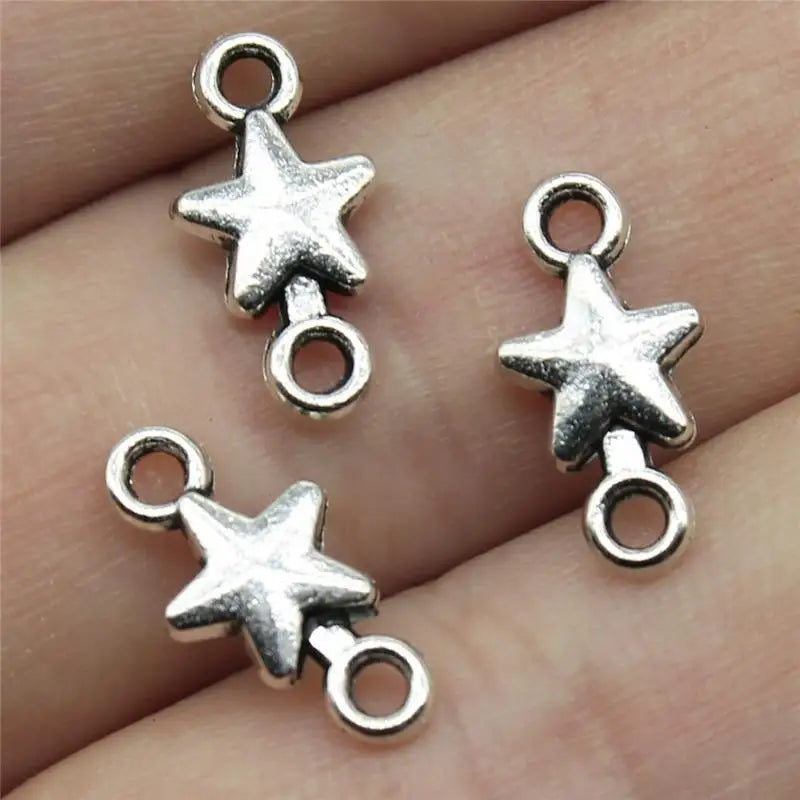 100Pcs Mini Star Connector Charms for DIY Bracelet & Necklace Jewelry Making Charms Babs Silvery