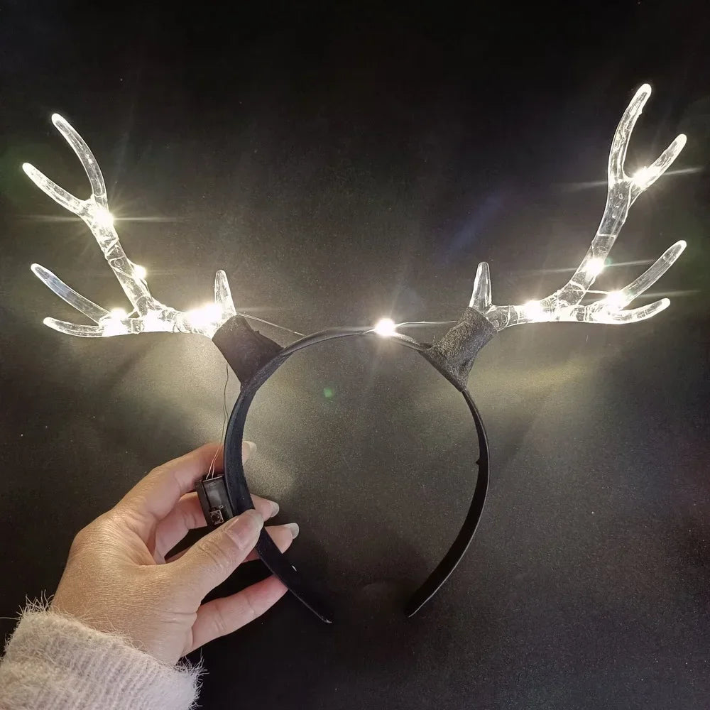 LED Crystal Antler Headband – Halloween & Christmas Party LED Costume Headband Babs