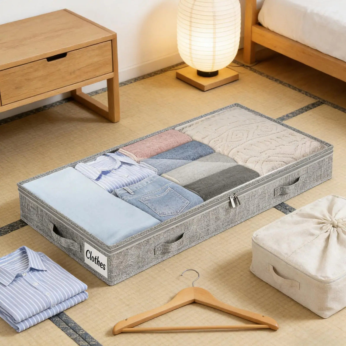Rolling Under Bed Storage Bins with Clear Lid | Large Capacity Under Bed Storage Bin Babs