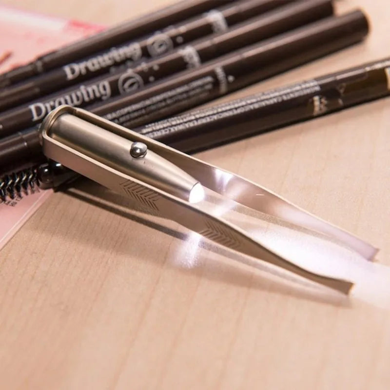2-Pack LED Eyebrow Tweezers – Stainless Steel Grooming Tool LED Eyebrow Tweezers Babs