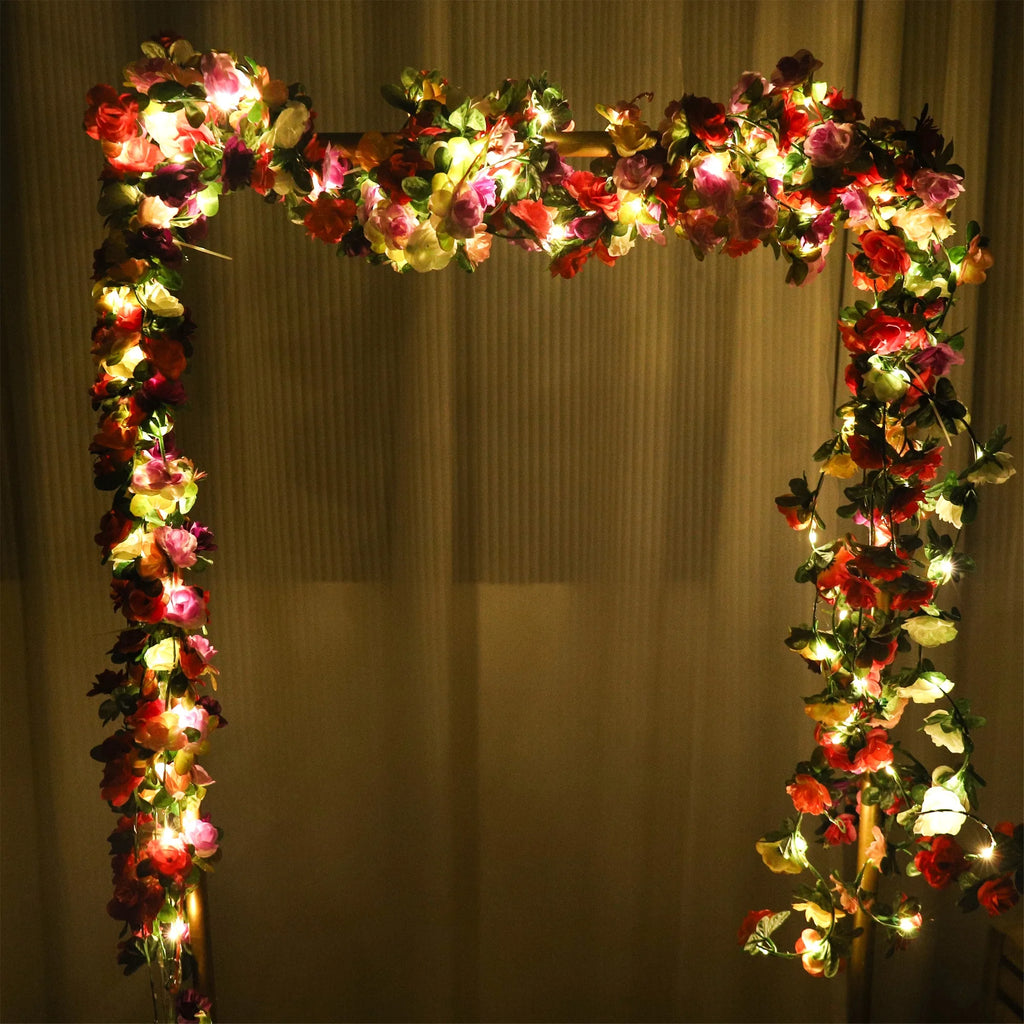 2.5M Rose LED String Lights Artificial Flower Grapevine Decor LED Flower Garland Babs
