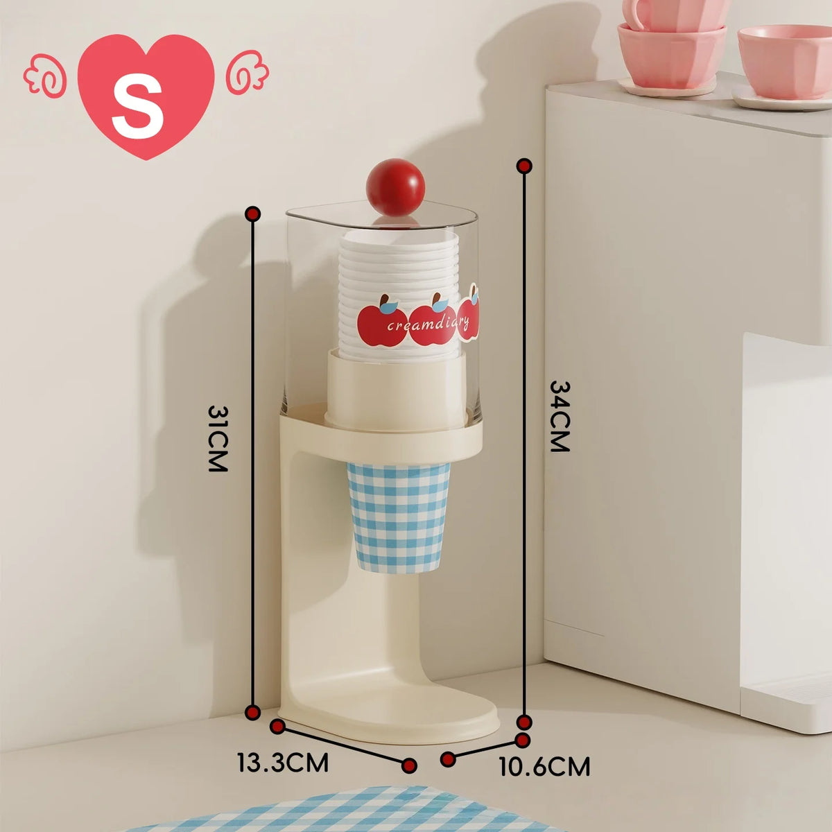 Pull-Type Cup Dispenser for Water Cooler & Bathroom | PC Plastic Cup Dispenser Babs S-White