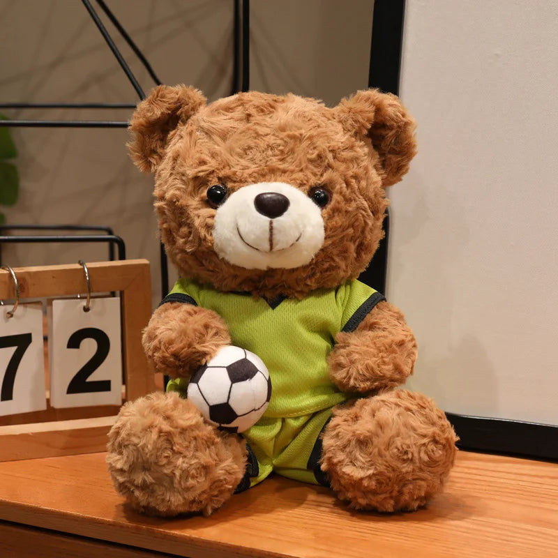 Soccer Fan Teddy Bear Plush Toy – Football Gift & Memorabilia Stuffed Plush Toy Babs Brown B-1PC