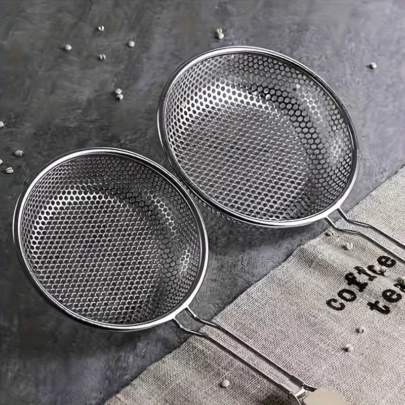 Stainless Steel Fine Mesh Skimmer Spoon – Wooden Handle Mesh Skimmer Spoon Babs
