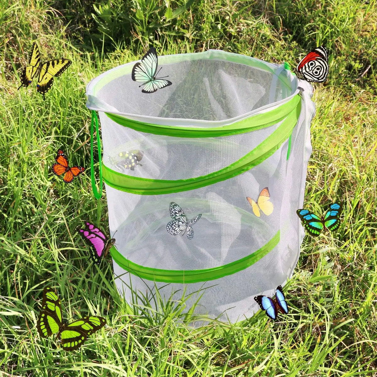 Foldable Butterfly Habitat Cage – Clear Mesh Caterpillar Enclosure Insect Habitat Cage Babs