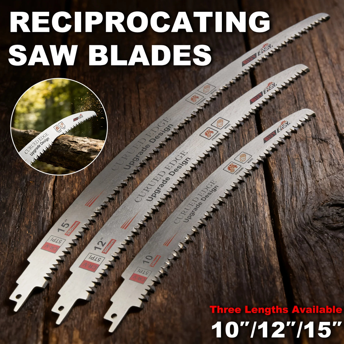 Japanese Tooth Reciprocating Saw Blade 10/12/15in CR-V Steel Reciprocating Saw Blade Babs