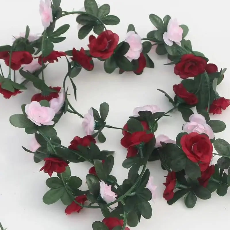 Artificial Silk Rose Garland 240cm – Wedding & Home Décor Artificial Flower Garland Babs red pink 3 pcs