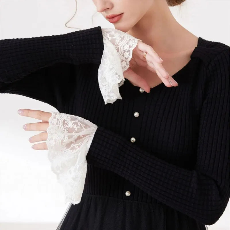 Detachable Lace Fringe Cuffs – Women's Decorative Sleeve Add-On Decorative Sleeve Cuffs Babs