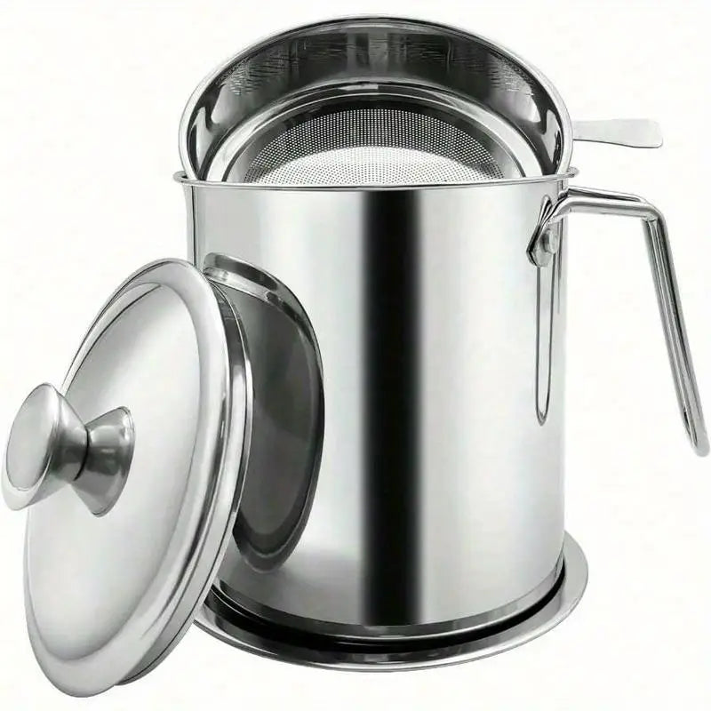 Stainless Steel Bacon Grease Container with Strainer & Lid Grease Storage Container Babs 1.7L