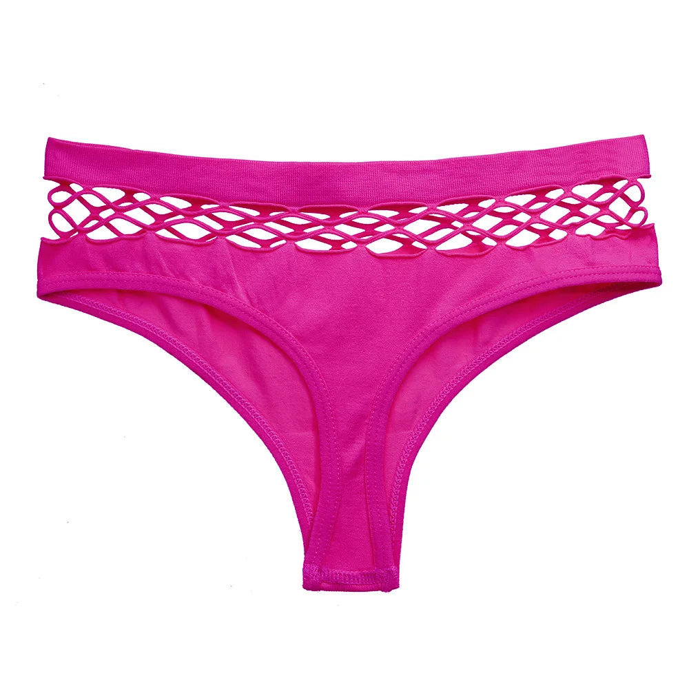 Mesh Hollow Out Thong Panties – Breathable Women's Lingerie Women's Thong Panties Babs Rose Red 2XL 1pc