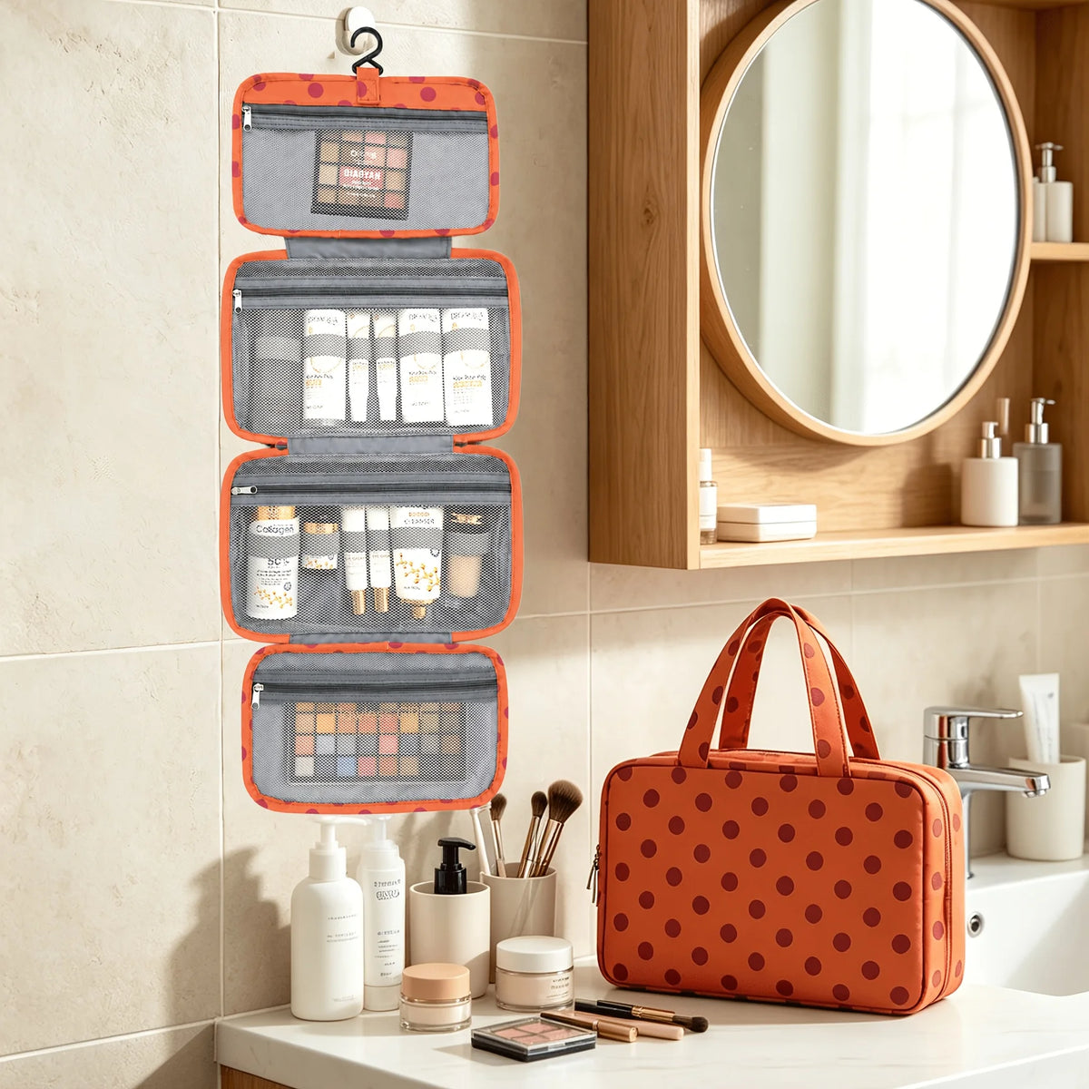 Travel Toiletry Bag with Hanging Hook & Leakproof Compartments Travel Toiletry Bag Babs