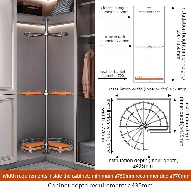 Rotating Coat Rack – Modern Aluminum Hanger Stand, 4 Hooks Rotating Coat Rack Babs Orange-Extra Small
