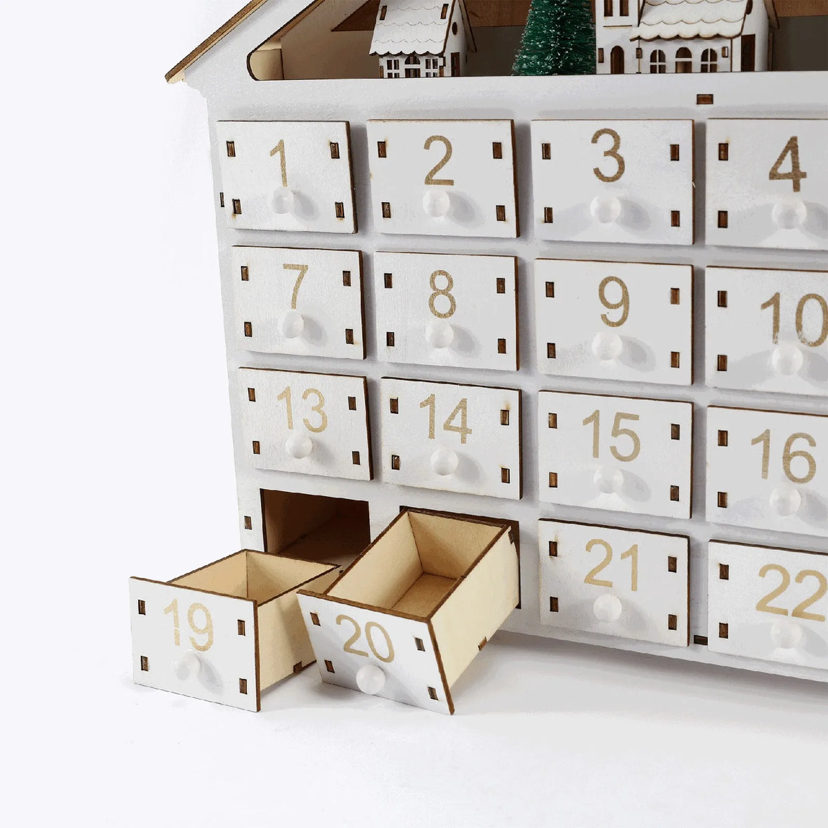 Wooden LED Advent Calendar – 24-Day Christmas Countdown Decor Advent Calendar Decor Babs