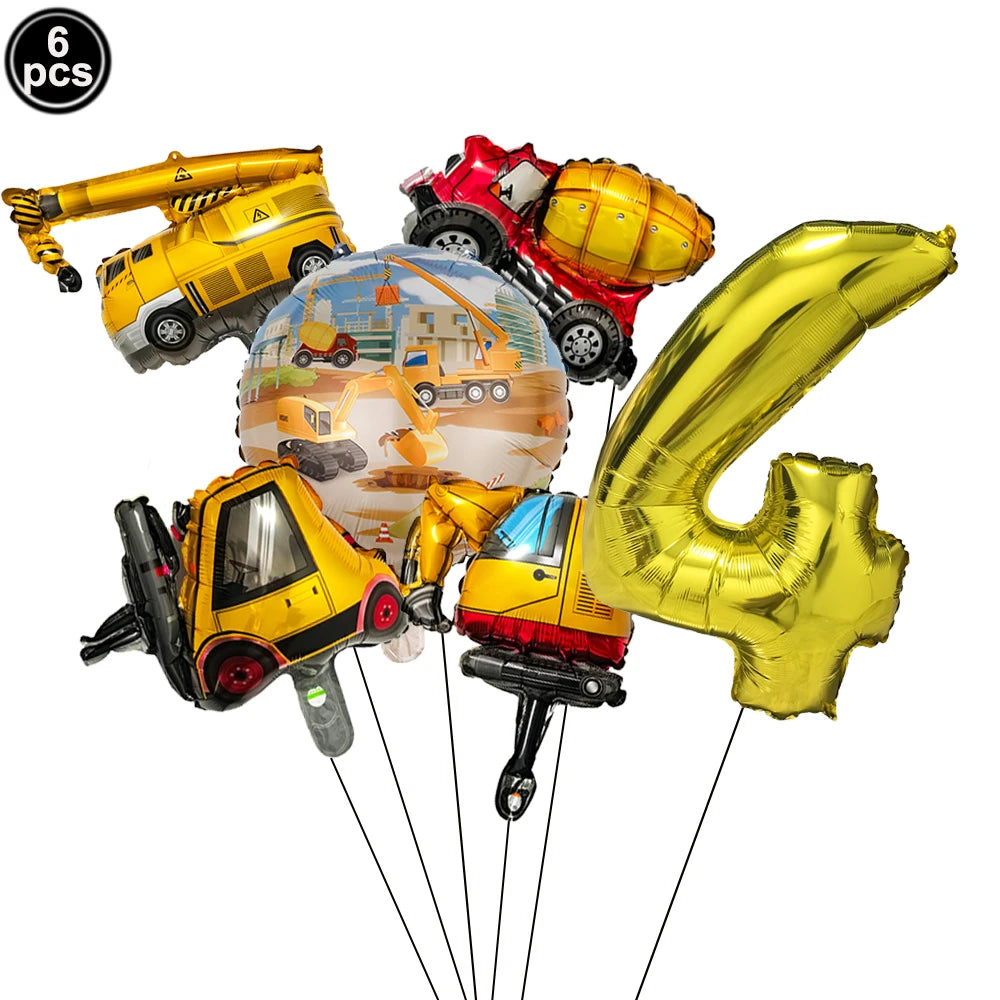 Construction Party Balloons – Excavator Dump Truck Boys Decor Party Balloons Babs Burgundy As pictures show