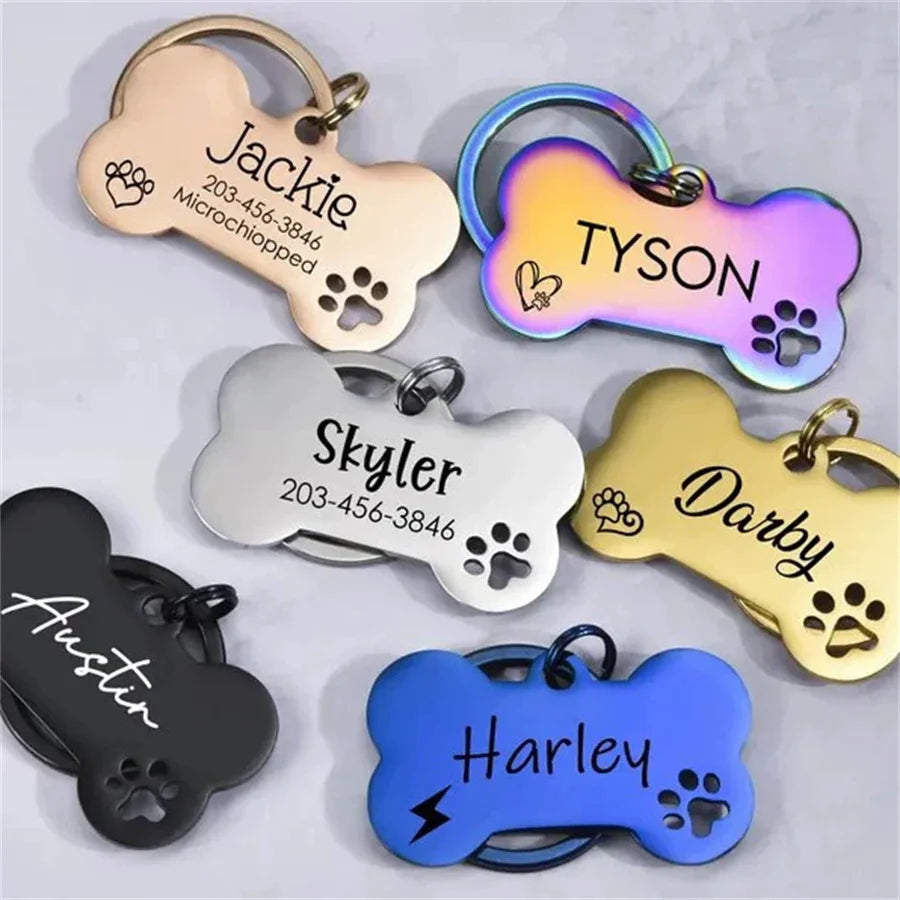 Personalized Pet Bone Pendant Metal Keychain – Engraved Dog Tag Pet Tag Keychain Babs