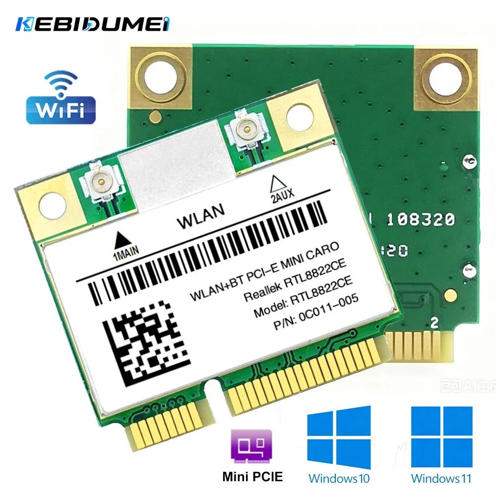 KEBIDUMEI RTL8822CE Mini PCI-E WiFi Card 1200Mbps Bluetooth 5.0 Mini PCI-E WiFi Card Babs