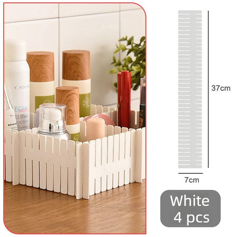 4-Pack Adjustable Plastic Drawer Dividers & Organizer Partitions Drawer Divider Organizer Babs White