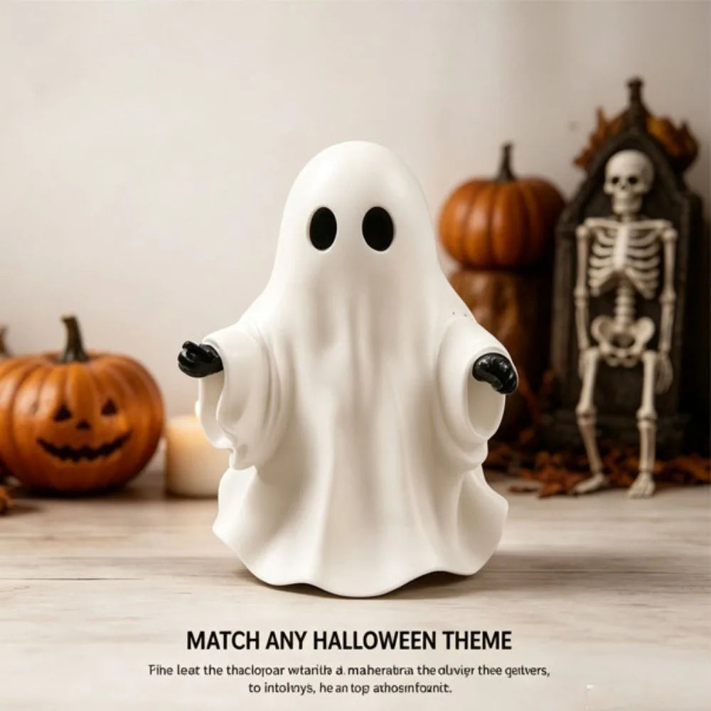 Resin Ghost Figurine – White Halloween Tabletop Ornament 15cm Halloween Figurine Babs