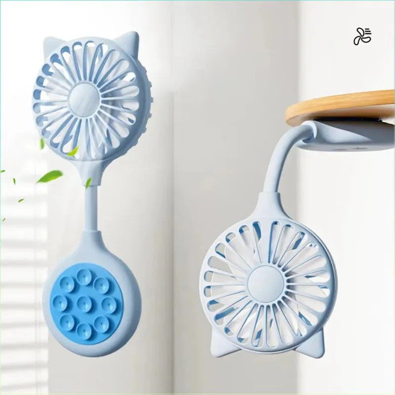Portable Cat Ear Mini Fan – Phone Clip & Suction Cup, Rechargeable Portable Mini Fan Babs