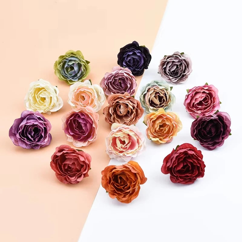 50/100pcs Silk Artificial Rose Peony Flower Heads – Wedding Décor Artificial Silk Flowers Babs