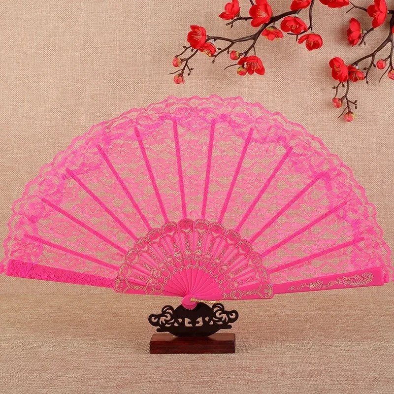 10-Pack Retro Lace Folding Fans – Dance, Photo & Party Props Lace Folding Fan Babs 6a 42.5 x 23 cm
