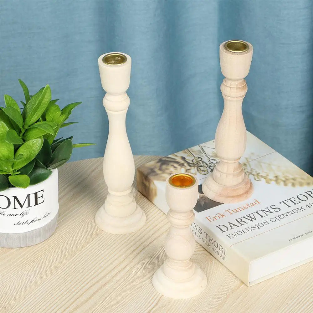 Nordic Vintage Wooden Pillar Candle Holder – Wedding Décor Wooden Candle Holder Babs