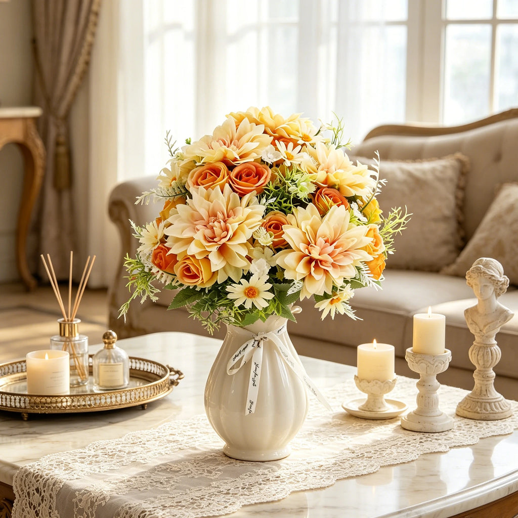 Artificial Silk Rose & Dahlia Bouquet – Wedding & Home Décor Artificial Flower Bouquet Babs