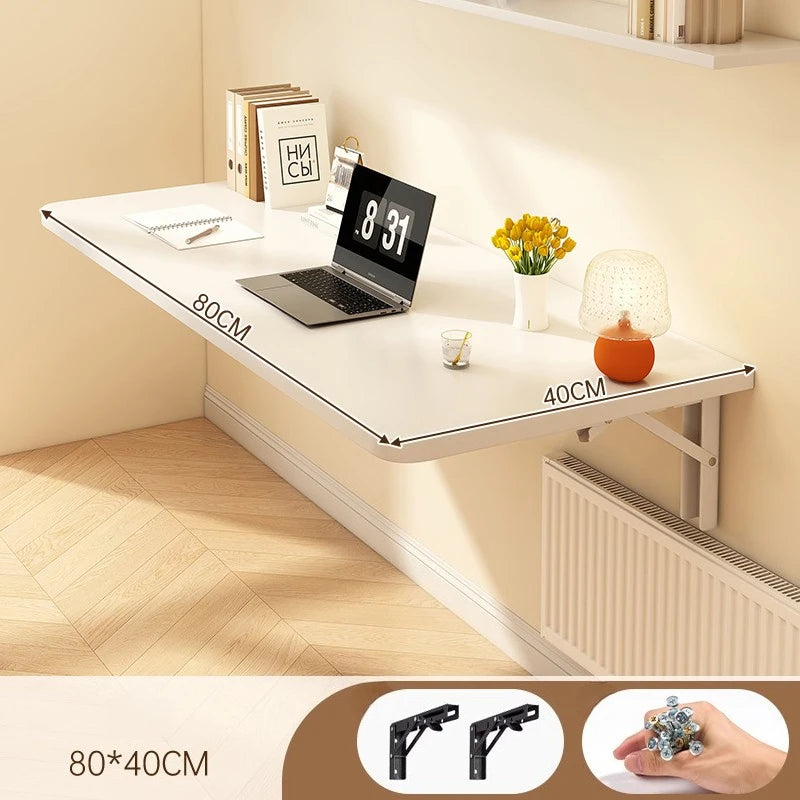 Wall Mounted Folding Desk – Solid Pine Wood Minimalist Table Folding Wall Desk Babs White-80X40CM