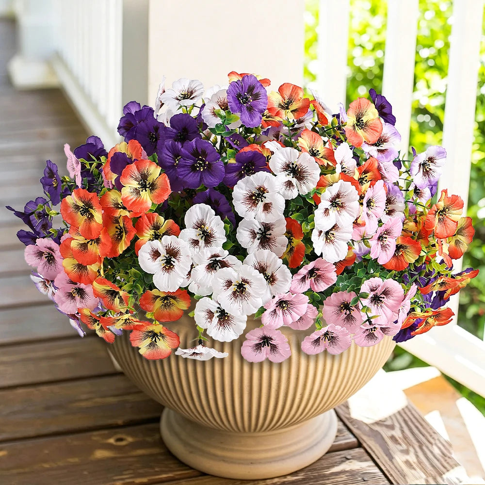 Silk Artificial Pansy Bouquet 35cm | Fake Flowers Home & Wedding Artificial Flower Bouquet Babs