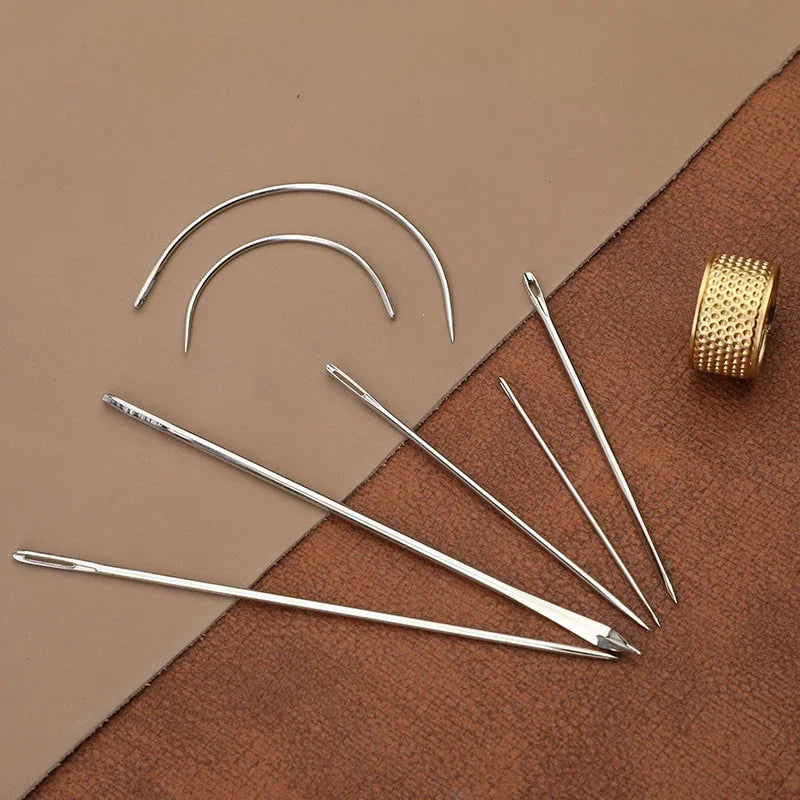 16-Piece Leather Sewing Kit – Needles, Awl, Waxed Thread & Thimble Leather Sewing Kit Babs
