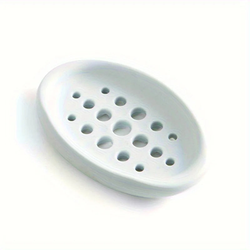 Silicone Soap Dish with Drain Rack & Cleaning Brush Soap Dish Babs Blue