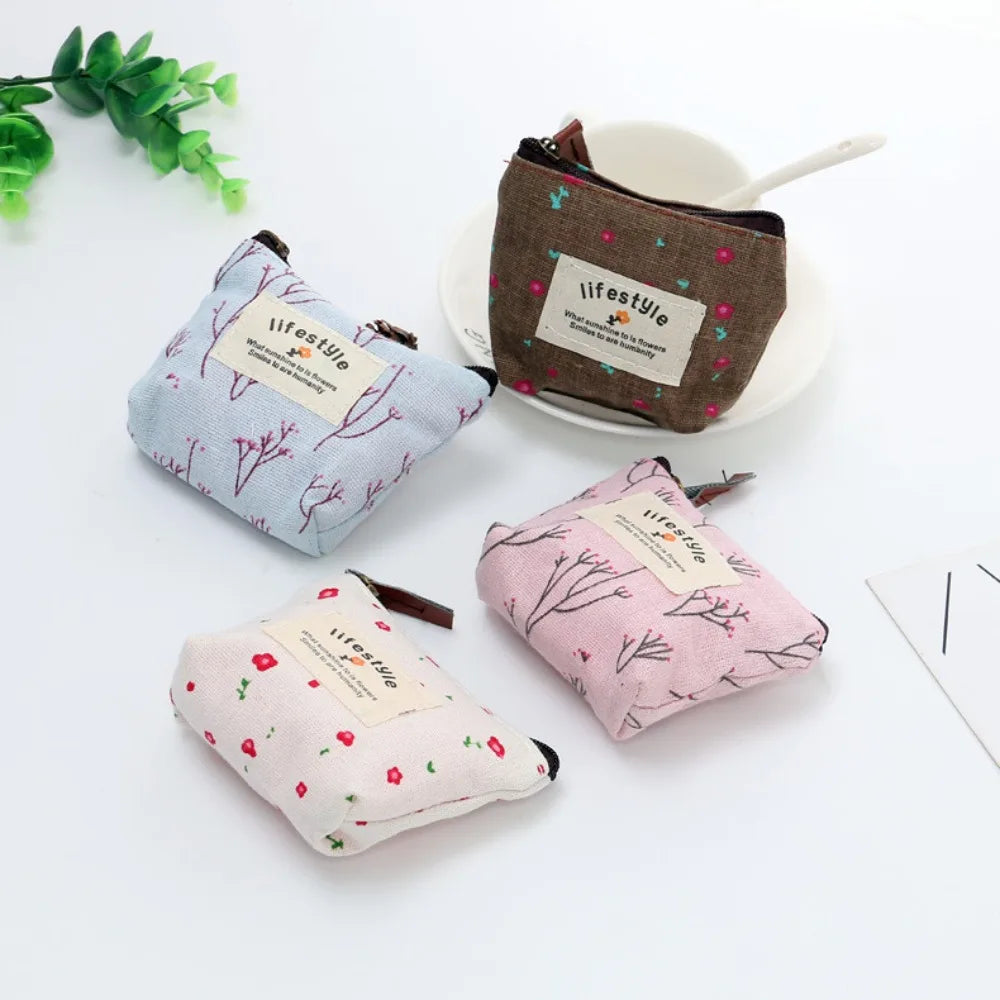 Cute Floral Canvas Coin Purse – Kiss Lock Clasp Mini Wallet Coin Purse Babs