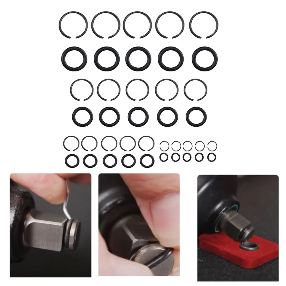 Impact Wrench Socket Retainer Rings with O-Ring – 5-Set Pack Impact Wrench Accessory Babs