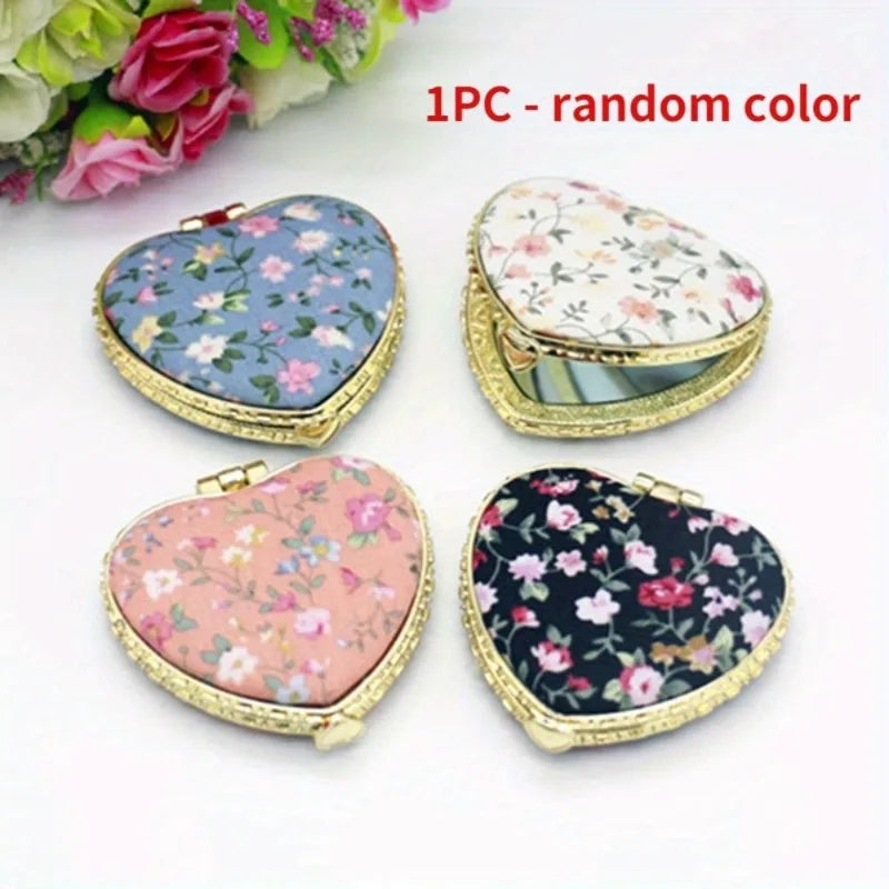 Mini Foldable Makeup Mirror – Chinese Floral Two-Sided Compact Compact Makeup Mirror Babs love-random color