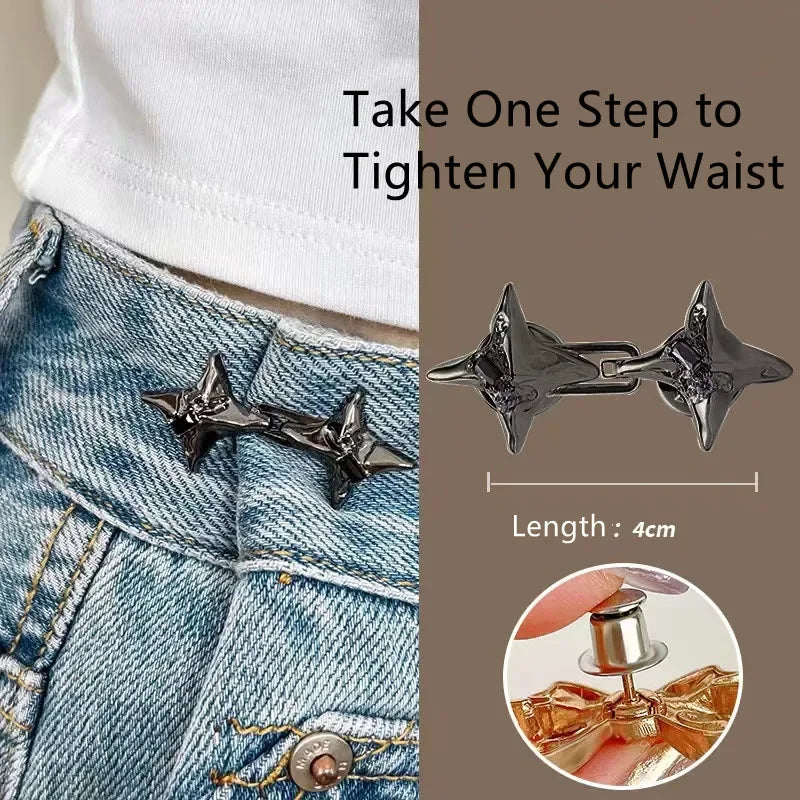 Adjustable Star Waist Buckle Clip for Jeans | Metal Belt Tool Waist Buckle Clip Babs black