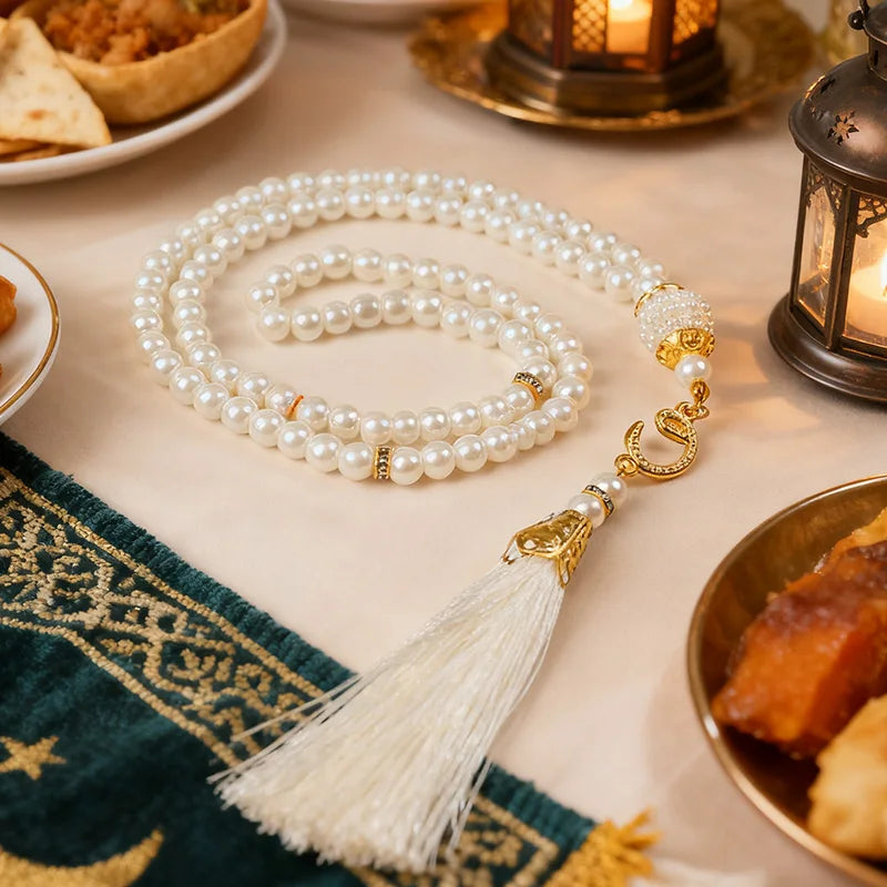Muslim Prayer Beads 99 Pearl Charm Bracelet – Eid Ramadan Gift Prayer Bead Bracelet Babs