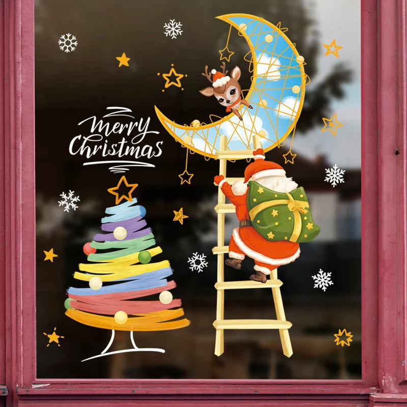 Christmas Window Stickers – Santa, Snowflake & Xmas Tree Decals Holiday Wall Decals Babs