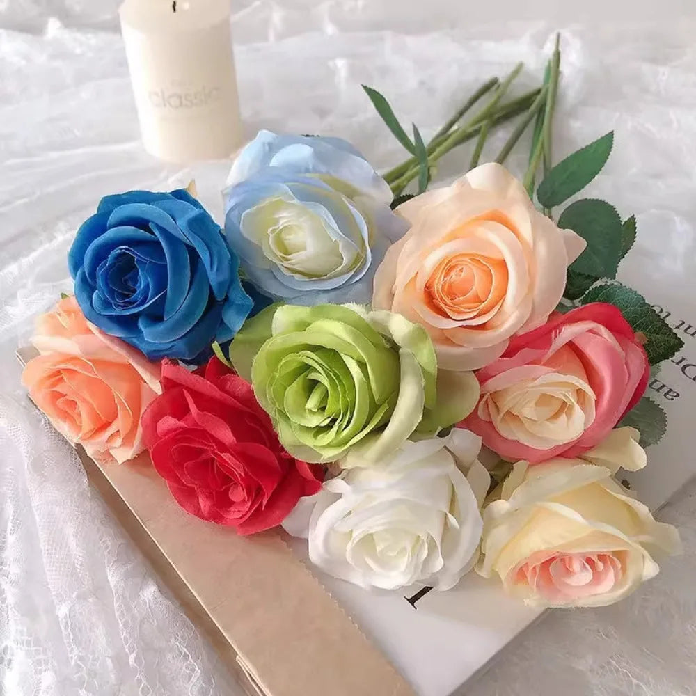 Tulip Rose Artificial Silk Flower Bouquet – 3/5 Pcs Home & Wedding Artificial Flower Bouquet Babs Mix 3Pcs