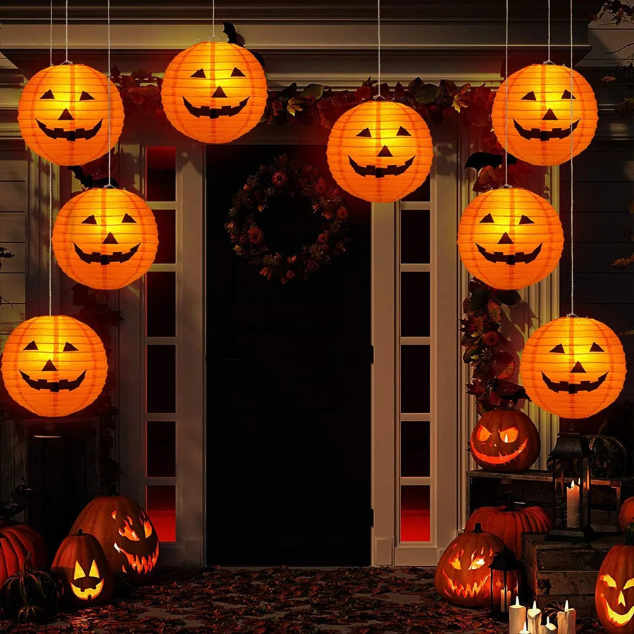 6-Piece Halloween Pumpkin Paper Lanterns – Hanging Decorations Halloween Paper Lanterns Babs