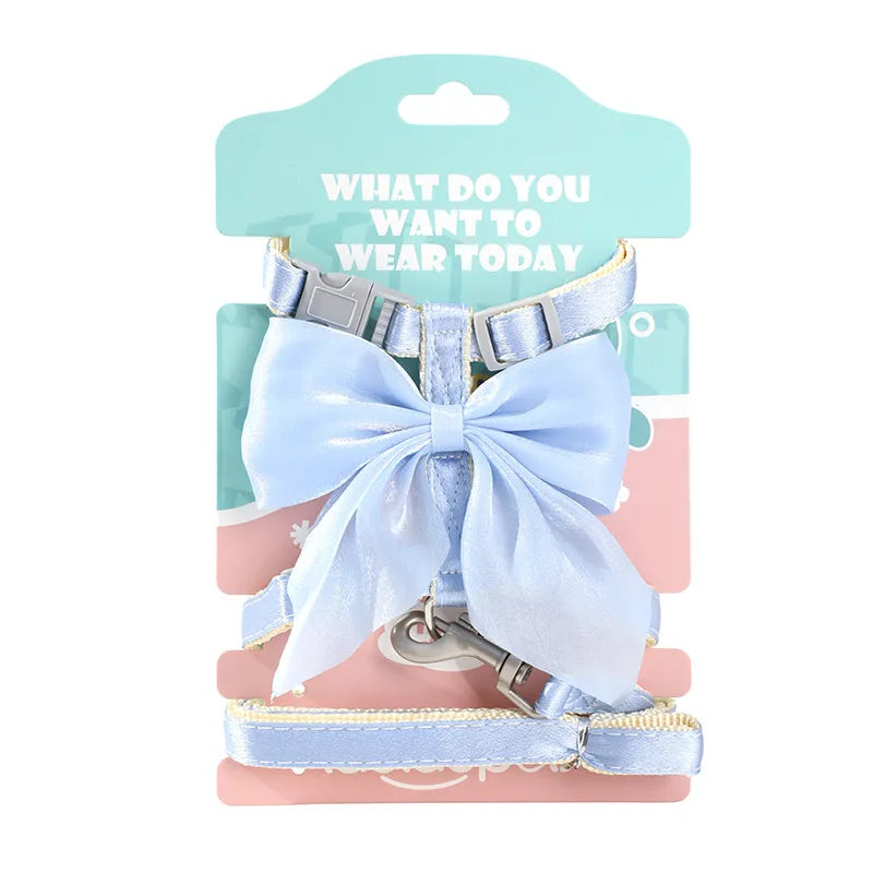 Bowknot Cat Harness & Leash Set – Adjustable for Small Pets Cat Harness & Leash Babs Blue M