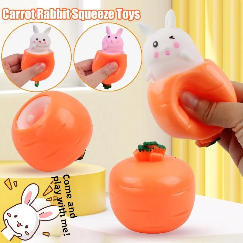 Squishy Carrot Rabbit Squeeze Telescopic Toy – Fun Kids Gift Novelty Squeeze Toy Babs