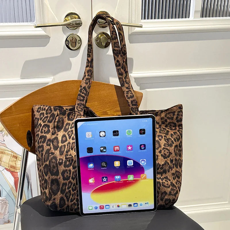 Vintage Leopard Print Tote Bag – Large Crossbody for Women Leopard Print Tote Bag Babs