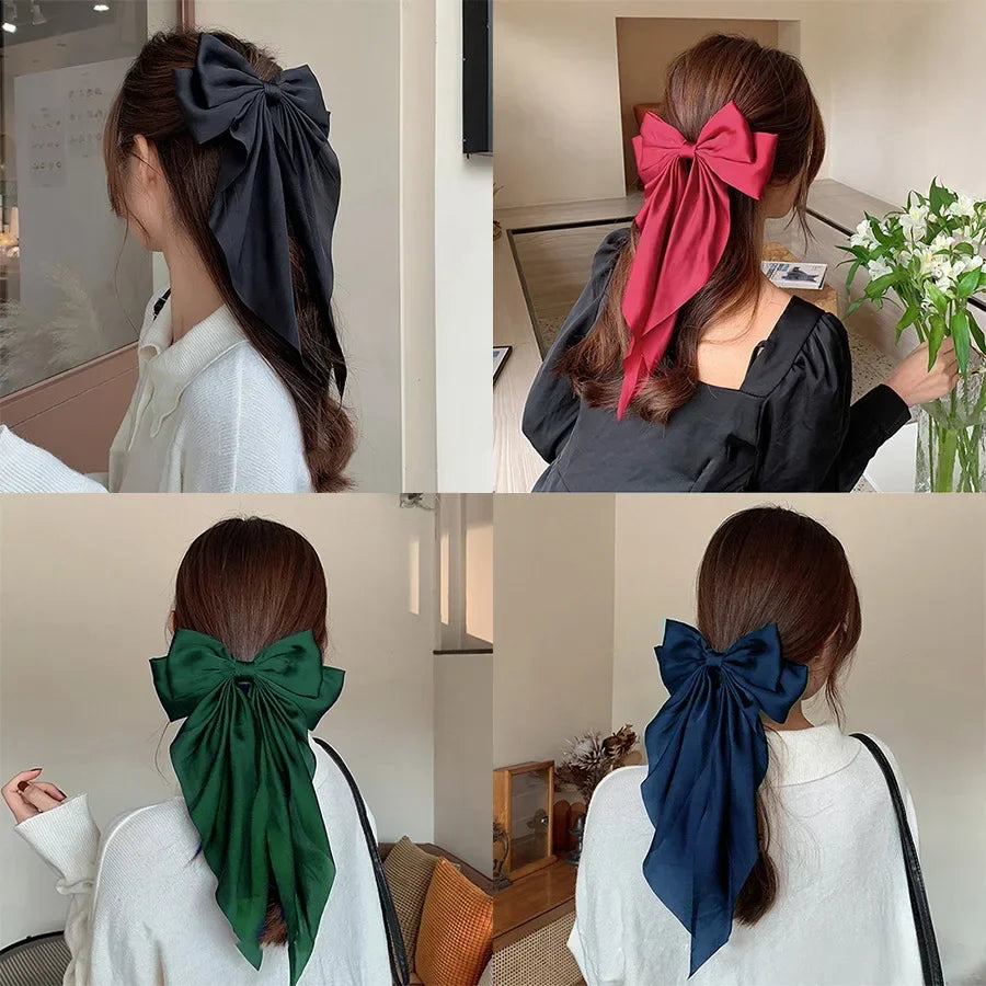 Korean Big Bow Satin Hair Clip – Ribbon Barrette for Women Hair Bow Barrette Babs