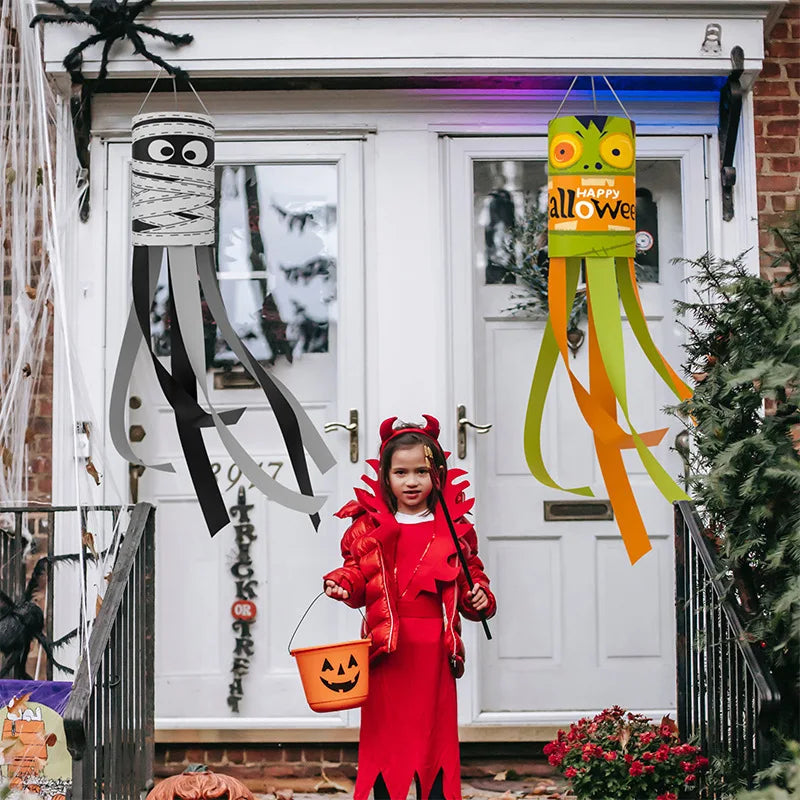 Halloween Windsock Flags – Ghost Pumpkin Skeleton Outdoor Decor Halloween Windsock Flag Babs